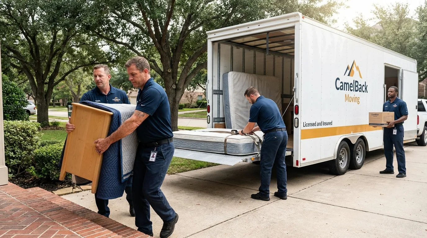 Crew loading residential truck for cross-state move from Monongahela, PA