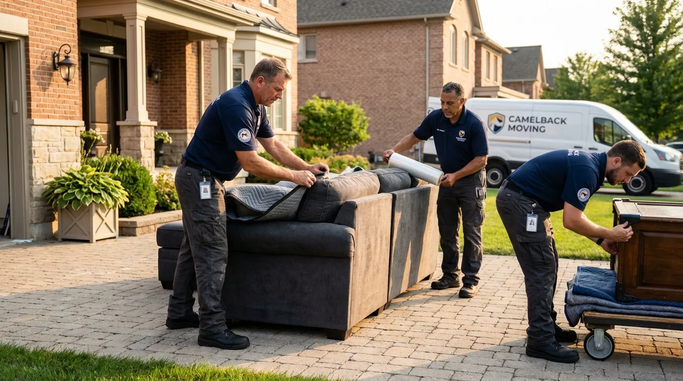 Large estate moving crew wrapping furniture in Monongahela, PA